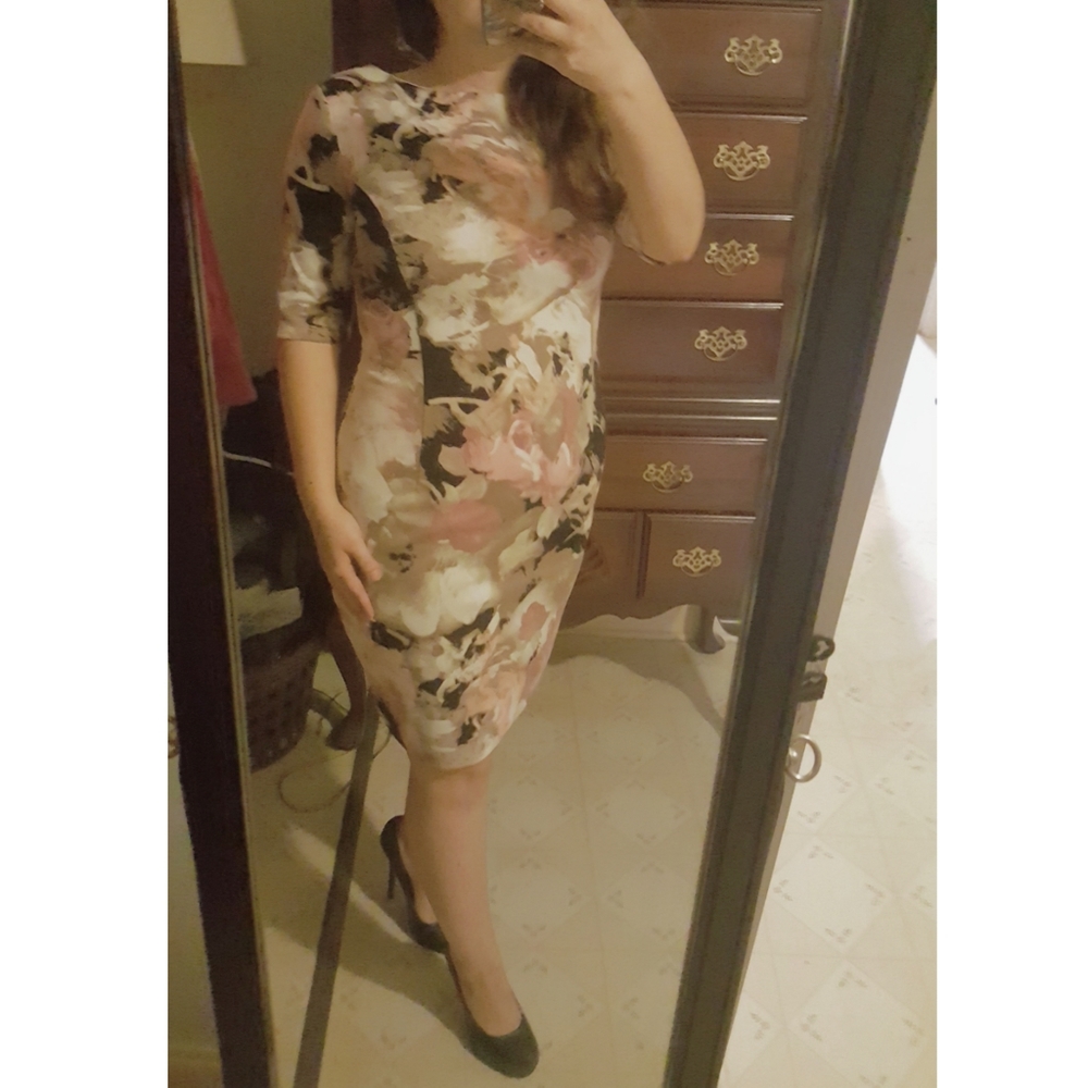 London Times Mauve Pink Floral Sheath Dress